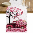 thumbnail image 1 of Valentine's Day Table Runner - 48 Inch Long Love Tree Branch Truck Roses Romantic Cotton and Linen Blended Dress Scarves Farmhouse Table Runner for Kitchen Dining, Coffee Table, 13" x 48", 1 of 8