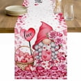 thumbnail image 1 of Valentine's Day Table Runner - 48 Inch Long Pink Love Gnomes Roses Romantic Cotton and Linen Blended Dress Scarves Farmhouse Table Runner for Kitchen Dining, Coffee Table, 13" x 48", 1 of 8