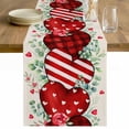 thumbnail image 1 of Valentine's Day Table Runner 48 Inches Long Farmhouse Dress Scarves, Red Strip Plaid Love Eucalyptus Beige Burlap Dining Tablerunner for Coffee Table/Kitchen Island/Party Décor, 13" x 48", 1 of 8