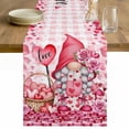 thumbnail image 1 of Valentine's Day Table Runner - 60 Inch Long Gnomes Love Roses Romantic Pink Plaid Cotton and Linen Blended Dress Scarves Farmhouse Table Runner for Kitchen Dining, Coffee Table, 13" x 60", 1 of 8