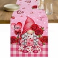 thumbnail image 1 of Valentine's Day Table Runner - 60 Inch Long Gnomes Loves Roses Romantic Pink Plaid Cotton and Linen Blended Dress Scarves Farmhouse Table Runner for Kitchen Dining, Coffee Table, 13" x 60", 1 of 8