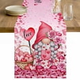 thumbnail image 1 of Valentine's Day Table Runner - 60 Inch Long Pink Love Gnomes Roses Ombre Romantic Cotton and Linen Blended Dress Scarves Farmhouse Table Runner for Kitchen Dining, Coffee Table, 13" x 60", 1 of 8