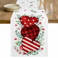 thumbnail image 1 of Valentine's Day Table Runner 60 Inches Long Farmhouse Dress Scarves, Red Striped Checked Love Eucalyptus Dining Tablerunner for Coffee Table/Kitchen Island/Party Décor, 13" x 60", 1 of 8