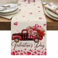 thumbnail image 1 of Valentine's Day Table Runner - 70 Inch Long, Kitchen Dining Table Runner Dresser Scarves, Red Roses Car Love Hearts Romantic Burlap Farmhouse Decor for Coffee Tables Wedding Party Banquet, 1 of 8