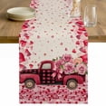 thumbnail image 1 of Valentine's Day Table Runner - 70 Inch Long Romantic Love Truck Roses Plaid Beige Cotton and Linen Blended Dress Scarves Farmhouse Table Runner for Kitchen Dining, Coffee Table, 13" x 70", 1 of 8
