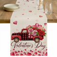thumbnail image 1 of Valentine's Day Table Runner 70 Inches Long Farmhouse Dress Scarves, Red Roses Car Love Hearts Romantic Burlap Dining Tablerunner for Coffee Table/Kitchen Island/Party Décor, 13" x 70", 1 of 8