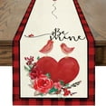 thumbnail image 1 of Valentine's Day Table Runner 72.05×12.99inch Cardinal Bird & Floral Plaid Hearts Design Linen Table Cloth Romantic Holiday Kitchen Dining Table Decor For Anniversary Indoor Home Party, 1 of 7