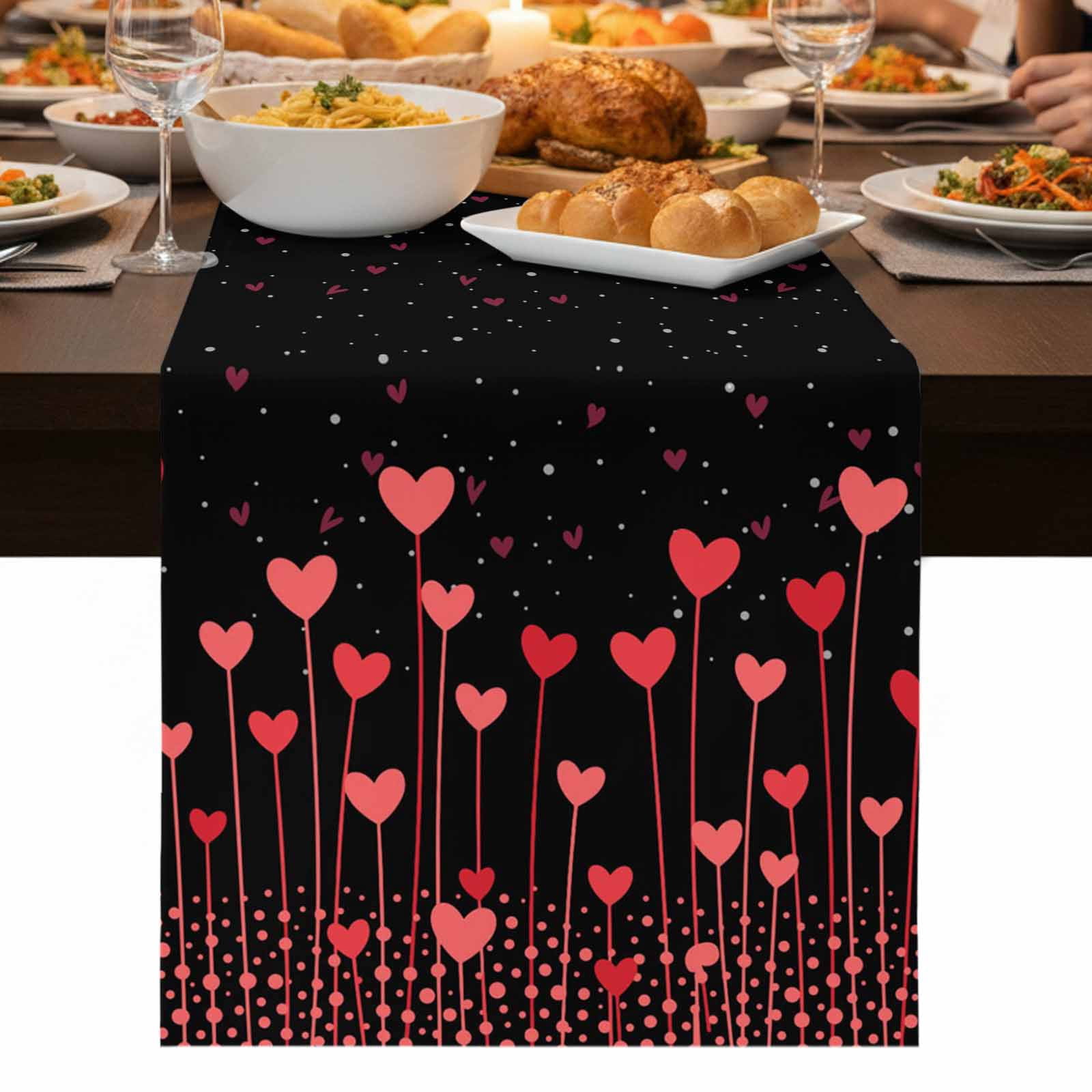 Valentine's Day Table Runner 72 Inch Long Dresser Scarves Cotton Linen ...