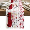 thumbnail image 1 of Valentine's Day Table Runner - 72 Inch Long, Kitchen Dining Table Runner Dresser Scarves, Pink Love Heart Floral Truck Wooden Farmhouse Decor for Coffee Tables Wedding Party Banquet, 1 of 8