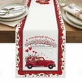 thumbnail image 1 of Valentine's Day Table Runner - 90 Inch Long, Kitchen Dining Table Runner Dresser Scarves, Red Truck Love Heart Roses Romantic Floral Farmhouse Decor for Coffee Tables Wedding Party Banquet, 1 of 8
