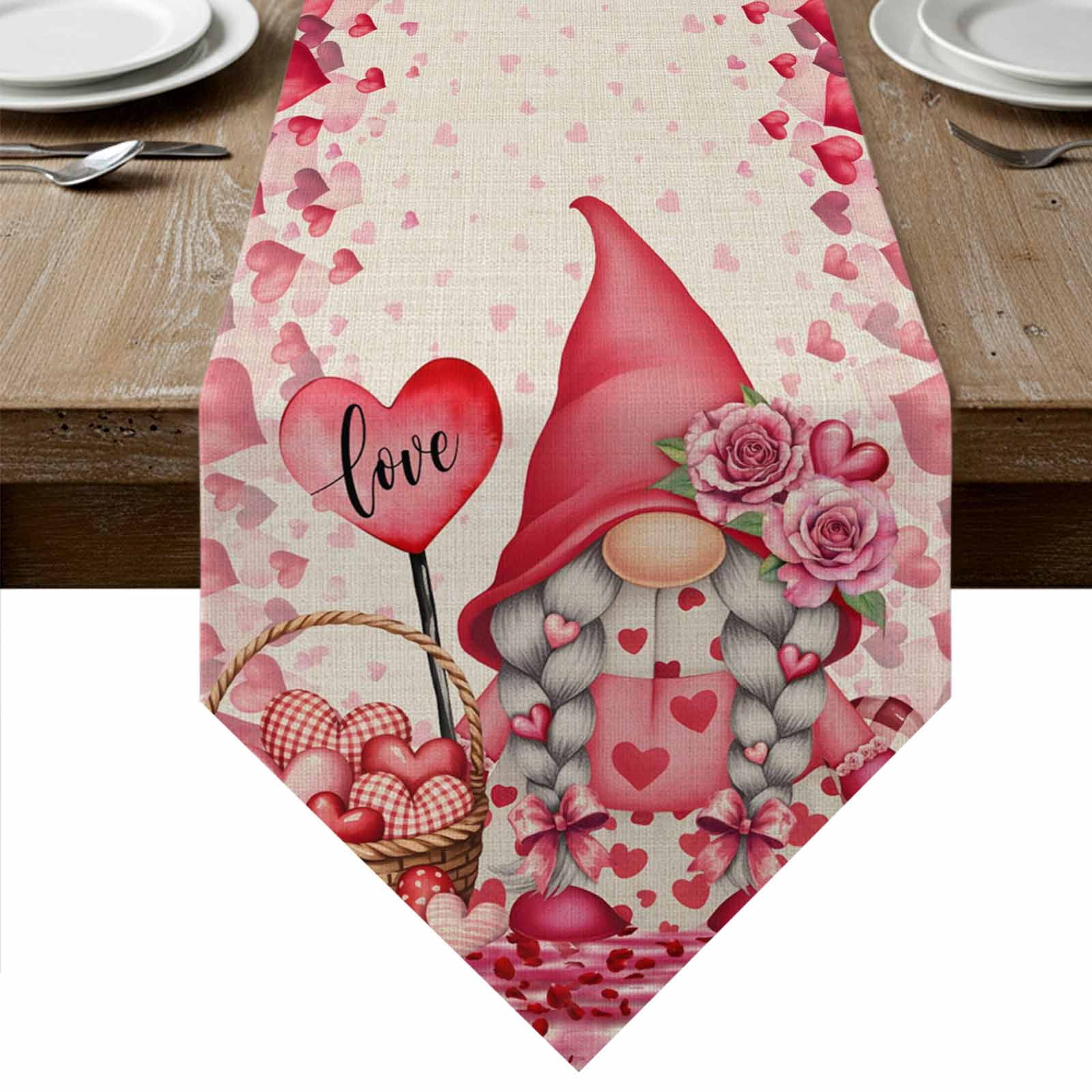 Valentine's Day Table Runner Linen Burlap Table Runner 90 Inches Long ...