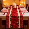thumbnail image 1 of Valentine's Day Table Runner Linen Fabric Heart Rose Print Washable Decorative Runner for Dining Table Kitchen Party Wedding Anniversary Romantic Holiday Home Decor, 1 of 6