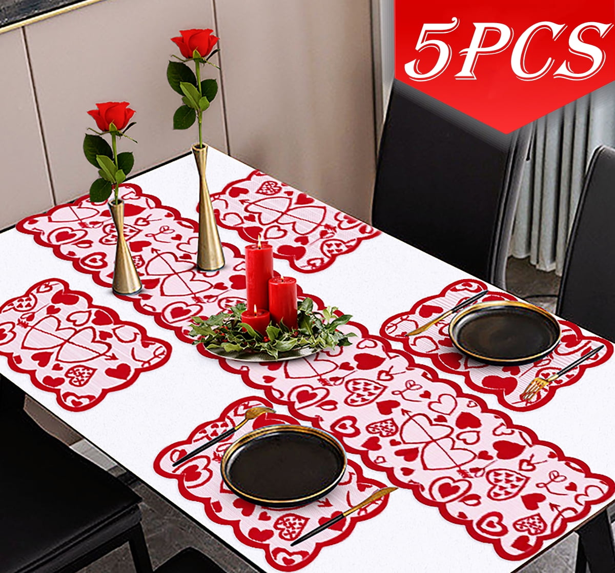 Red table runner and placemats hotsell