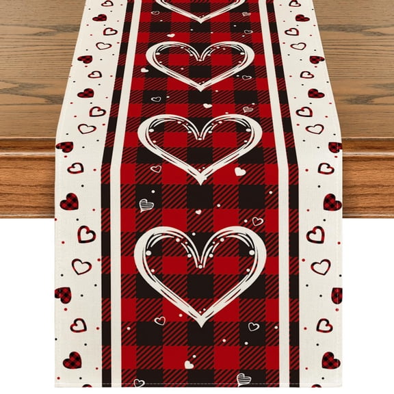 Valentine's Day Table Runner, Romc Dining Table Decor for Kitchen Home Party Wedding Anniversary Holiday Celebion, Soft Polyester Fabric, Fits 4-6 Seater Table, 13x72 Inches, Red