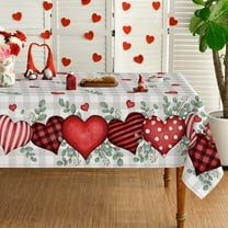Valentine''s Day Tablecloth 60×84 Inch Rectangle, Buffalo Plaid Red Love Hearts Washable Table Cover for Party Picnic Dinner Decor