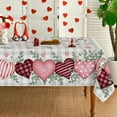 thumbnail image 1 of Valentine''s Day Tablecloth 60×84 Inch Rectangle, Buffalo Plaid Red Love Hearts Washable Table Cover for Party Picnic Dinner Decor, 1 of 6