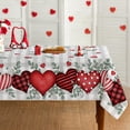 thumbnail image 1 of Valentine''s Day Tablecloth 60×84 Inch Rectangle, Buffalo Plaid Red Love Hearts Washable Table Cover for Party Picnic Dinner Decor, 1 of 6