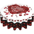 thumbnail image 1 of Valentine''s Day Tablecloth 60 Inch Round Red Rose Flower Buffalo Plaid Tablecloths Love Heart Table Cover Washable Tablecloth for Party Holiday Kitchen Dining Room Indoor Outdoor Decor, 1 of 6