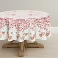thumbnail image 1 of Valentine''s Day Tablecloth 60x60 Inch Round, Pink Ribbon Love Happy Valentine Table Cloth Holiday Table Cover for Party Dinner Decor, 1 of 6