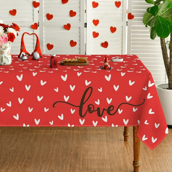 Valentine''s Day Tablecloth 70×70 Inch Round, Mini Love Hearts Pink Washable Table Cover for Party Picnic Dinner Decor
