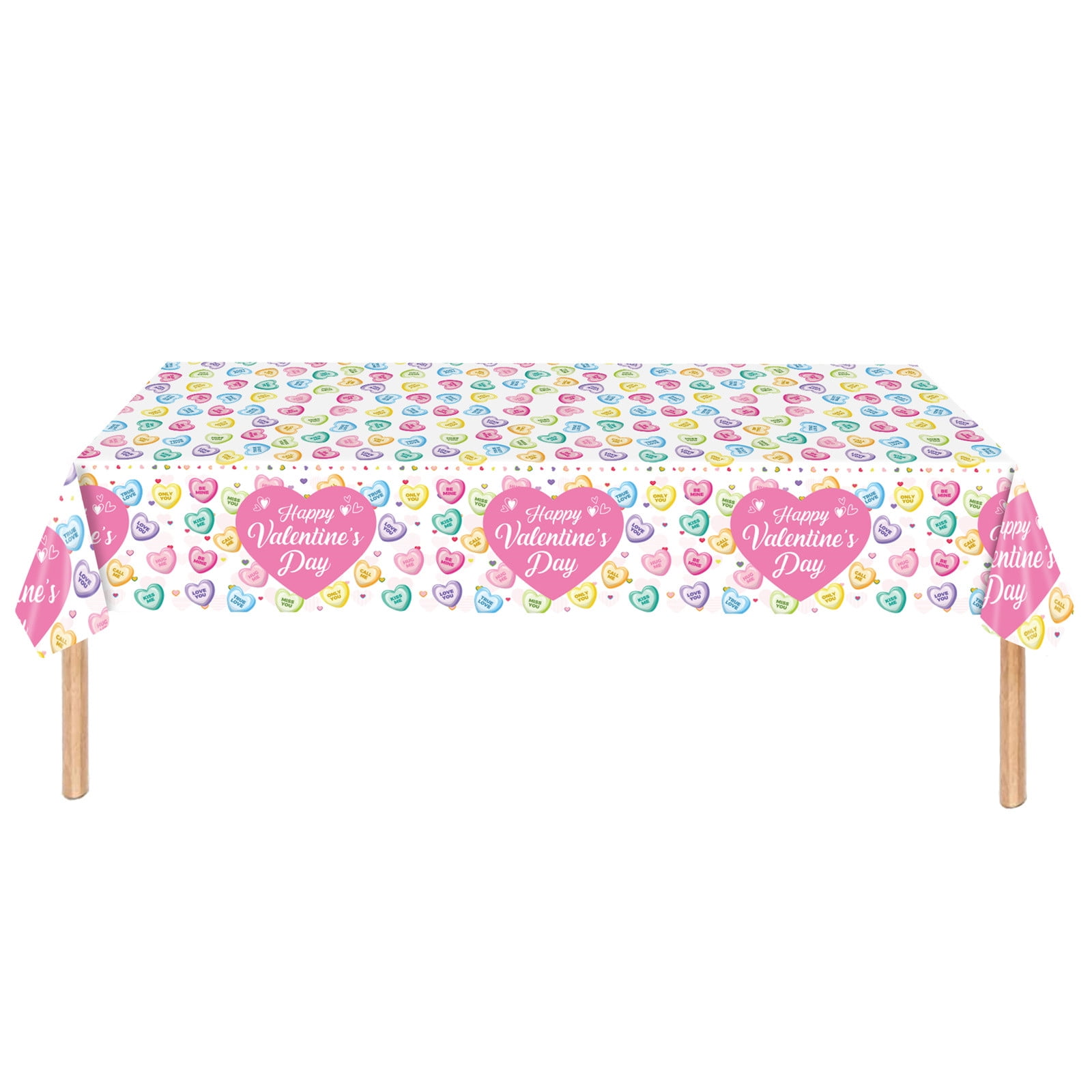 ORNACELE Mothers Day Tablecloth (4 Pack) - 108x54 Inch Disposable Plastic Table Cover With Flower Heart Design - View #5