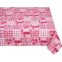 Valentine''s Day Tablecloth, Pink Love Heart Table Cloth, Plaid Checked Tablecloths, Waterproof Tablecloth Rectangle for Valentine''s Wedding Dinner Party Decoration, 60 x 84 Inch