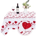 thumbnail image 1 of Valentine''s Day Tablecloth Rectangle 60x84 Inch, Red Love Heart Table Cloth, Polyester Fabric Romantic Love Tablecloths, Waterproof Spillproof Tablecloth for Valentines Day Wedding Party Decoration, 1 of 6