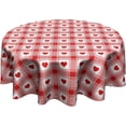 thumbnail image 1 of Valentine''s Day Tablecloth Round Red Love Heart Table Cloths 60 Inch Watercolor Buffalo Check Plaid Table Covers for Anniversary Wedding Kitchen Party Dinner Decoration, 1 of 6