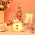 thumbnail image 1 of Valentine's Day Tabletop Gnomes Light Up Toy Holiday Scandinavian Handmade Battery Operated Decor Sequined Plush Figurine Pink, 1 of 6