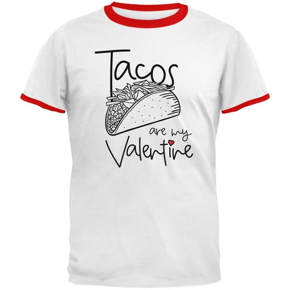 Valentine's Day Tacos are my Valentine Mens Ringer T Shirt White-Red MD