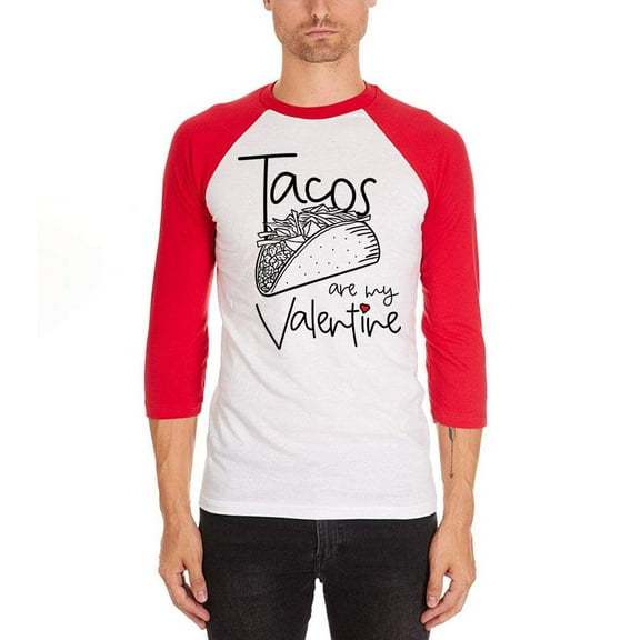 Valentine's Day Tacos are my Valentine Mens Soft Raglan T Shirt White-Red 2XL