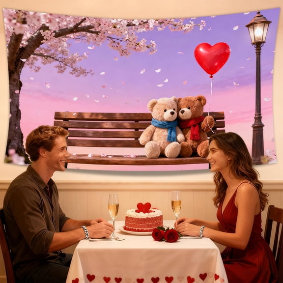 Valentine's Day Tapestry Wall Hanging Valentine Backdrop for Bedroom Room Dorm Party Decor Girlfriend Gift for Valentine's Day, 71x45 Inches (B)