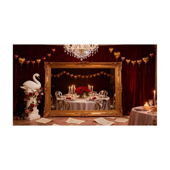 Valentine's Day Tapestry Wall Hanging, Valentine's Backdrop Red Hearts Day Balloons Love Theme Party Supplies for Engagement Wedding Bridal Shower Photography Background, C