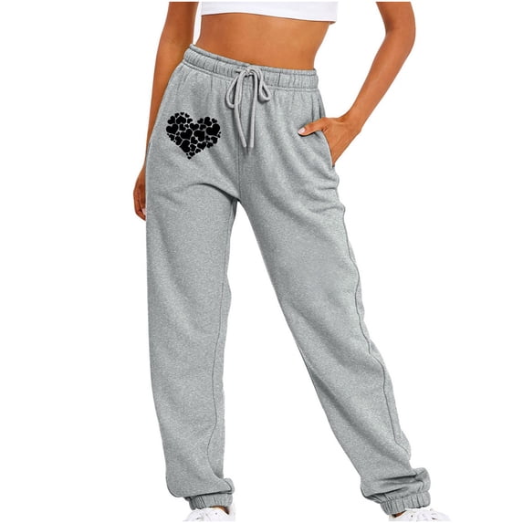 Valentine's Day Tbopshirt Pants for Women,Loose Casual Sports Solid Color Valentines Love Printed Long Sanitary Pants,Womens Sweatpants