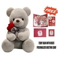 thumbnail image 1 of Valentine's Day Teddy Bear with Rose, Large Plush Stuffed Animal for Romantic Gifts, Weddings, and Parties, 1 of 9