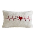 thumbnail image 1 of Valentine's Day Teddy Fleece Heart Embroidered Pillow Cover - 12X20 Inch Soft Plush Love Embroidery Valentine Home Decorative Pillowcase - For Couples, Romantic Lover Gift,, 1 of 5