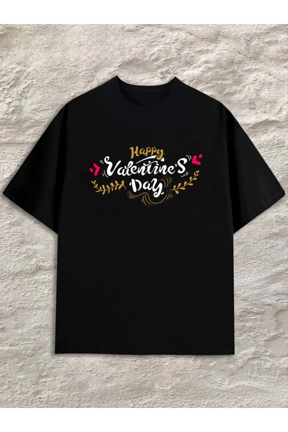 Valentine's Day Tee mens black Refreshing and lightweight, perfect for summer sports and leisure wear Casual Unisex Shirt Short Sleeve tshirts Fashion Unisex Shirt Printed tshirts