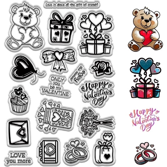 Valentine's Day Theme Clear Rubber Stamps for DIY Card Making Initial Transparent Reusable Silicone Seals Stamp Journalism Card Making Friends DIY Scrapbooking Photo Frame Album Decor Art
