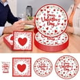 thumbnail image 1 of Valentine's Day Theme Party Tableware Set, 80-Piece Disposable Decorative Paper Plates, Cups, Napkins, And Utensils For Celebrations, 1 of 9