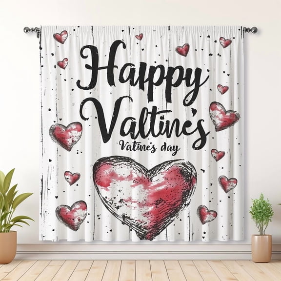 Valentine's Day Themed Curtains, Love Curtains, Blackout Curtains, Suitable For Room Bedroom Decoration, Christmas Gifts(Rod pocket)