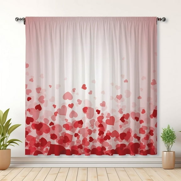 Valentine's Day Themed Curtains, Love Curtains, Blackout Curtains, Suitable For Room Bedroom Decoration, Christmas Gifts(Rod pocket)