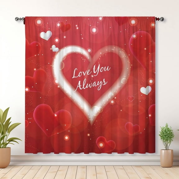 Valentine's Day Themed Curtains, Love Curtains, Blackout Curtains, Suitable For Room Bedroom Decoration, Christmas Gifts(Rod pocket)