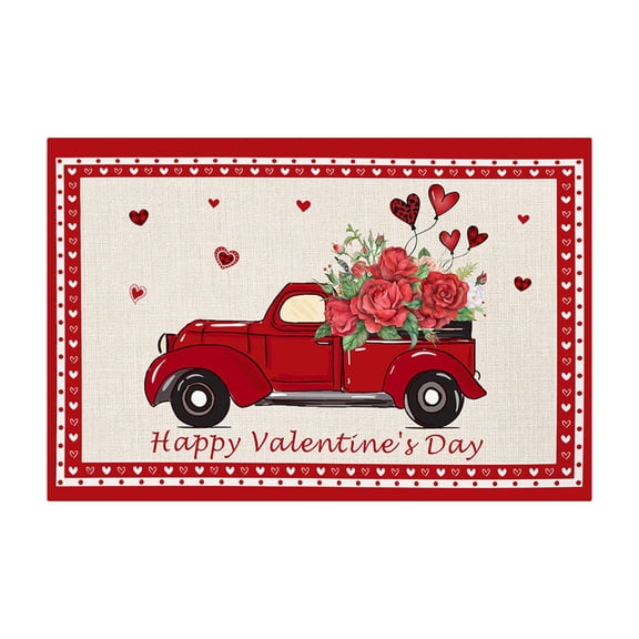 Valentine's Day Themed Floor Mat Polyester Non-Slip Indoor Outdoor Rug for Front Door Back Door Kitchen Bedroom Living Room Office Festive Home Decor Gift Mat