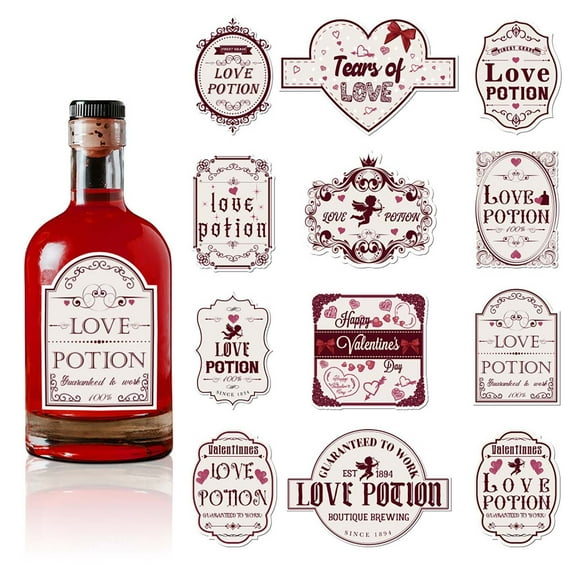 Valentine's Day Themed Love Potion Self-adhesive Bottle Sticker - Party Decoration Sticker Supplies for Home and Events