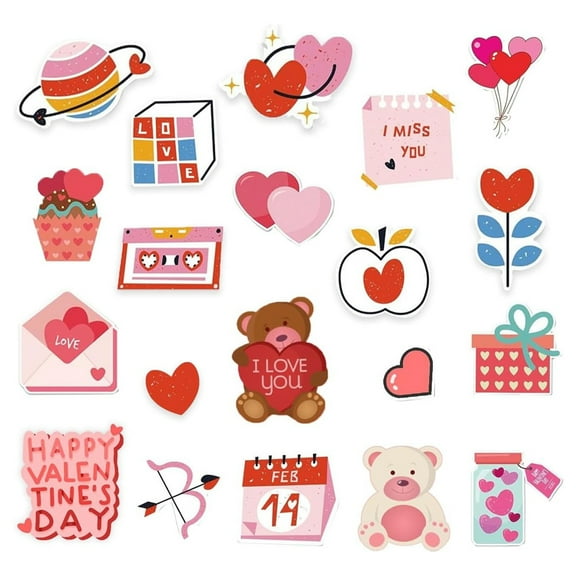 Valentine's Day Thick Gel Clings Stickers Reusable Happy Valentine's Day Window Clings Decorations, Valentine's Day Party Supplies 20Pcs