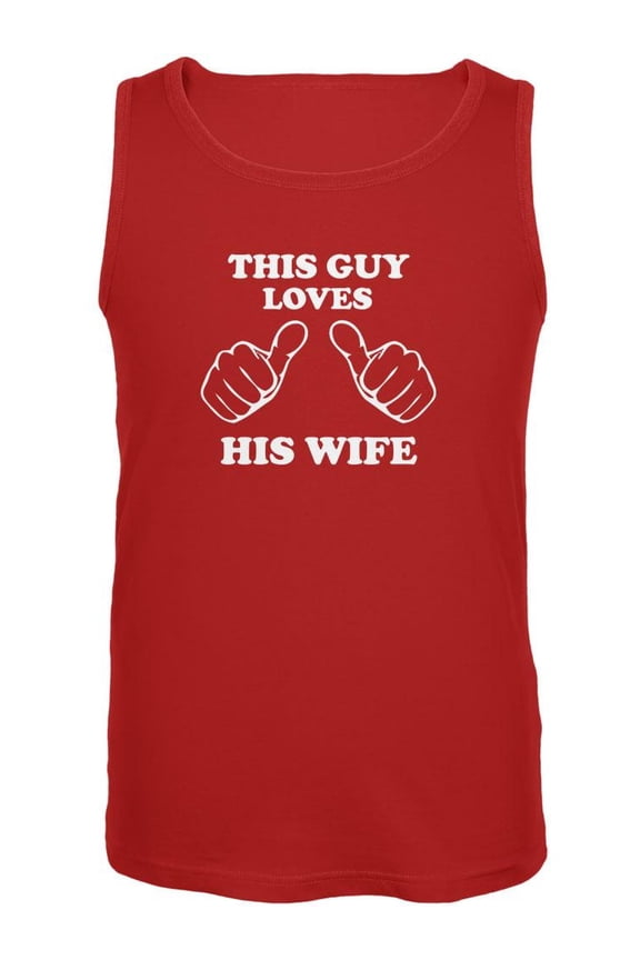 Valentine's Day This Guy Loves His Wife Red Adult Tank Top - Medium