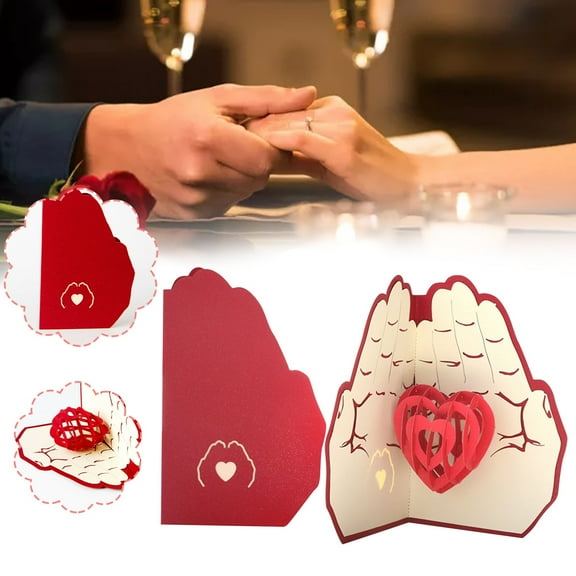Valentine's Day Three-Dimensional Greeting Card Gift Blessing Card, Handcrafted 3D Pop-Up Design With Heart Cutouts For Romantic Wishes, Suitable For Couples' Anniversary, Date