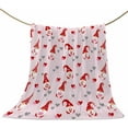 thumbnail image 1 of Valentine''s Day Throw Blankets, Gnome Love Heart Soft Fleece Blanket Decorative for Home Sofa Couch Chair Living Bedroom,50x60 inches, Pink, 1 of 6