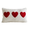 thumbnail image 1 of Valentine's Day Throw Pillow Cover - Teddy Fleece With Embroidered Hearts, 12X20 Inch Rectangular Cushion Case For Sofa Bed Living Room Decor, 1 of 4