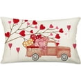 thumbnail image 1 of Valentine''s Day Throw Pillow Covers 12 x 20 Inch Love Heart with Trcuk Decorations Cotton Linen Home Decor Anniversary Wedding Cushion Case for Sofa Couch, 1 of 5